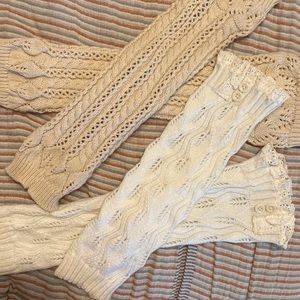 Cream and white boot socks/ leg warmers. One size